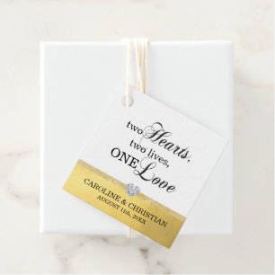 Etiquetas Para Recuerdos Dos corazones dos vidas un Boda de oro blanco amor