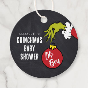 Etiquetas Para Recuerdos Dr. Seuss   Oh Boy Grinch Baby Shower