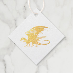 Etiquetas Para Recuerdos Dragón de mosaico asombroso oro