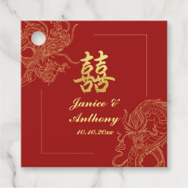 Etiquetas Para Recuerdos Dragon Phoenix Boda Tradicional Chino Rojo