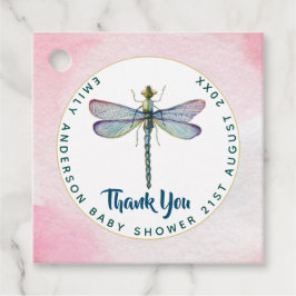 Etiquetas Para Recuerdos DRAGONFLY de color de agua gracias Baby Shower Pin