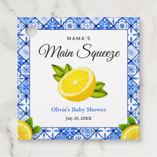 Etiquetas Para Recuerdos Ducha de bebé Blue Tile Lemon Mama's Main Squeeze 