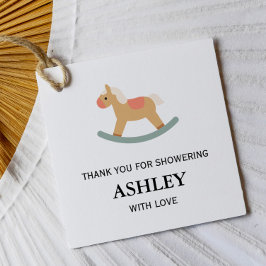 Etiquetas Para Recuerdos Ducha de Bebé Caballo Mecedor de Juguete Antiguo