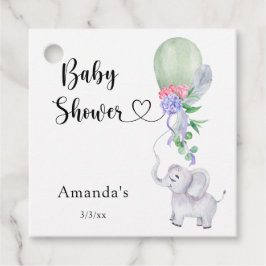 Etiquetas Para Recuerdos Ducha de bebé de globo y elefante