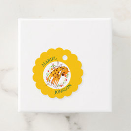 Etiquetas Para Recuerdos Ducha de Bebé de Mamá Jirafa y Ternero 