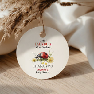 Etiquetas Para Recuerdos Ducha de bebé Garden Floral Daisy Little Ladybug