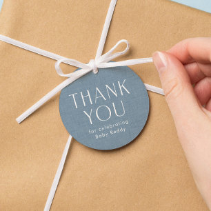 Etiquetas Para Recuerdos Ducha de bebé gracias azul chambray