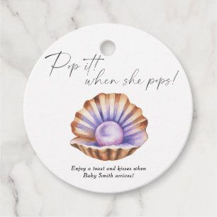 Etiquetas Para Recuerdos Ducha de bebé Little Pearl - ¡Pop it! Cuando ella 
