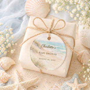 Etiquetas Para Recuerdos Ducha de bebé playa costera elegante de bricolaje