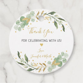 Etiquetas Para Recuerdos Ducha de Bebé Verde Eucalipto Dorado