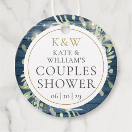 Etiquetas Para Recuerdos Ducha de Boda de Monograma Rústico con Vegetación