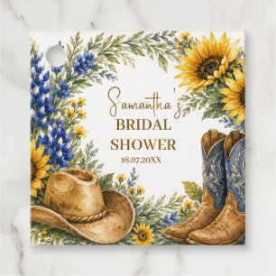 Etiquetas Para Recuerdos Ducha de novia boho Bluebonnet Texas Sunflower