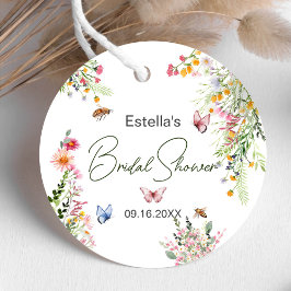 Etiquetas Para Recuerdos Ducha de Novia con Guión de Flores Silvestres de P
