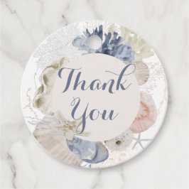 Etiquetas Para Recuerdos ducha de novia concha azul de playa costera