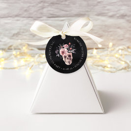 Etiquetas Para Recuerdos Ducha de Novia de Halloween de Cráneo Floral
