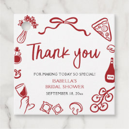 Etiquetas Para Recuerdos Ducha de Novia de Pasta de Pizza Dibujada a Mano I