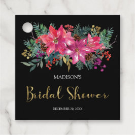 Etiquetas Para Recuerdos Ducha de Novia de Poinsettia Rosa en Navidad