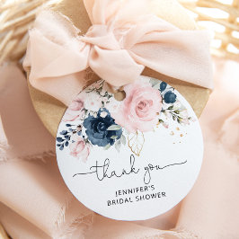 Etiquetas Para Recuerdos ducha de novia floral azul marino rosado