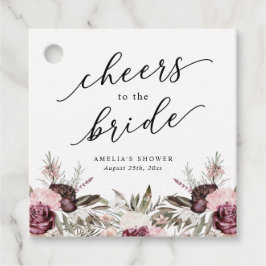 Etiquetas Para Recuerdos Ducha de novia floral de Boho Borgoña