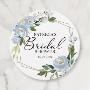 Etiquetas Para Recuerdos Ducha de Novia Floral Geométrica Verde Polvoriento