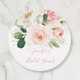 Etiquetas Para Recuerdos Ducha de Novia Floral Rosa Dorado Polvo