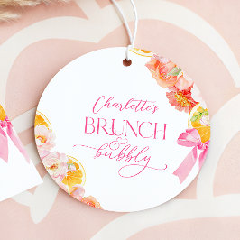 Etiquetas Para Recuerdos Ducha de novia floral rosa y Naranja