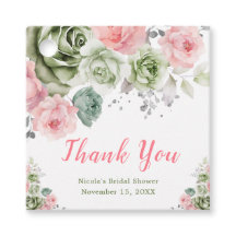 Ducha de novia floral rosa y verde sabio