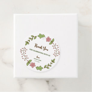 Etiquetas Para Recuerdos Ducha de Novia Hojas Verdes Flor Rosa