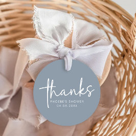 Etiquetas Para Recuerdos Ducha de Novia Minimalista en Azul Polvo con Letra