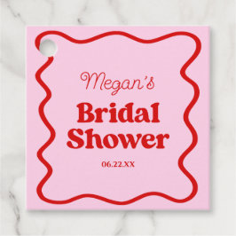 Etiquetas Para Recuerdos Ducha de novia rosa roja ondulada