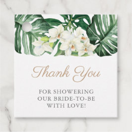 Etiquetas Para Recuerdos Ducha de Novia Verde y Blanco Follaje Tropical Sal