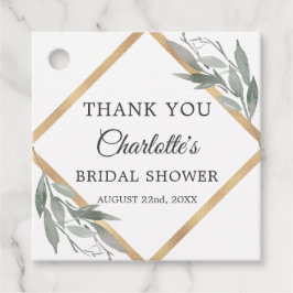 Etiquetas Para Recuerdos Ducha de Novias de Oro de las hojas botánicas grac