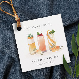Etiquetas Para Recuerdos Ducha de parejas de naranja cóctel de frutas lindo