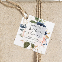 Etiquetas Para Recuerdos Ducha nupcial de acuarela floral rosa botánica