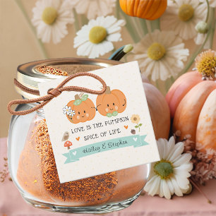 Etiquetas Para Recuerdos Ducha y Boda de Parejas de Calabaza Adorable