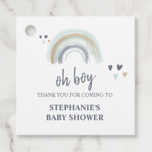 Etiquetas Para Recuerdos Dulce Baby Shower Azul Boho Arcoíris Gracias