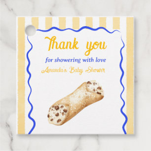 Etiquetas Para Recuerdos Dulce Cannoli Amarillo Azul Baby Shower Italiana