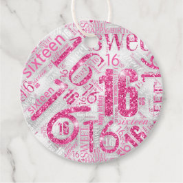 Etiquetas Para Recuerdos Dulce Dieciséis Sparkle Word Cloud Pink ID265