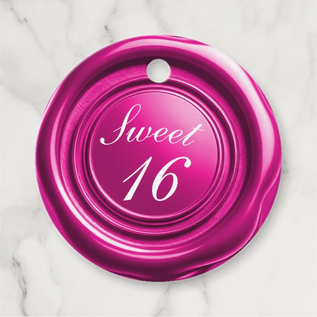 Etiquetas Para Recuerdos Dulce dulce de 16 Bodas de la aguja de la lana ros (Anverso)