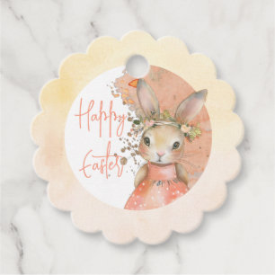 Etiquetas Para Recuerdos Dulce Floral Watercolor Bunny Feliz Pascua