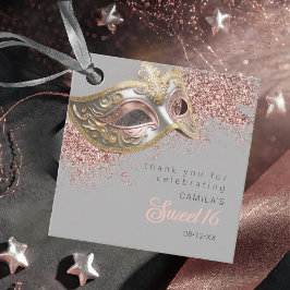 Etiquetas Para Recuerdos Dulce máscaras de mascarada Dieciséis Rosas Gold I