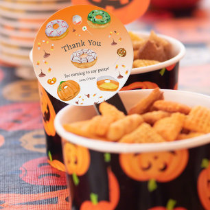 Etiquetas Para Recuerdos Dulces de Halloween Deliciosos Donut de Acuarela A