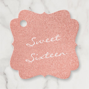 Etiquetas Para Recuerdos Dulces Dieciséis Letras Blancas en Rosa sobre Dora