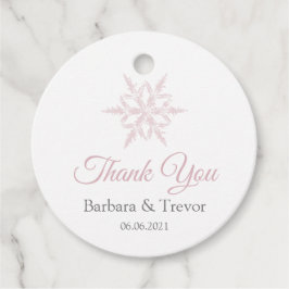 Etiquetas Para Recuerdos Duste copos de nieve rosados Boda de Invierno Grac