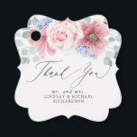 Etiquetas Para Recuerdos Duste Rosa Dusty Blue Floral Elegante Gracias<br><div class="desc">Rosa polvoriento y flores azules polvorientas gracias a las etiquetas</div>