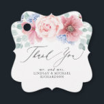 Etiquetas Para Recuerdos Duste Rosa Dusty Blue Floral Elegante Gracias<br><div class="desc">Rosa polvoriento y flores azules polvorientas gracias a las etiquetas</div>
