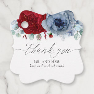 Etiquetas Para Recuerdos Dusty Blue and Burgundy Flowers Boda Gracias