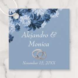 Etiquetas Para Recuerdos Dusty Blue and Silver Rings Floral Wedding Favor T