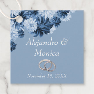 Etiquetas Para Recuerdos Dusty Blue and Silver Rings Floral Wedding Favor T