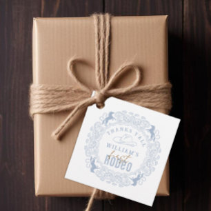 Etiquetas Para Recuerdos Dusty Blue First Rodeo Gracias A Favor Tags - West